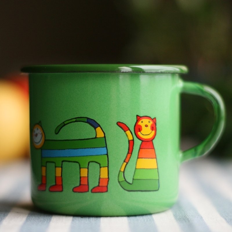 Smaltum布拉格 珐琅杯 害羞喵咪_草绿(250ml)(FDN000045) - 咖啡杯/马克杯 - 珐琅 绿色