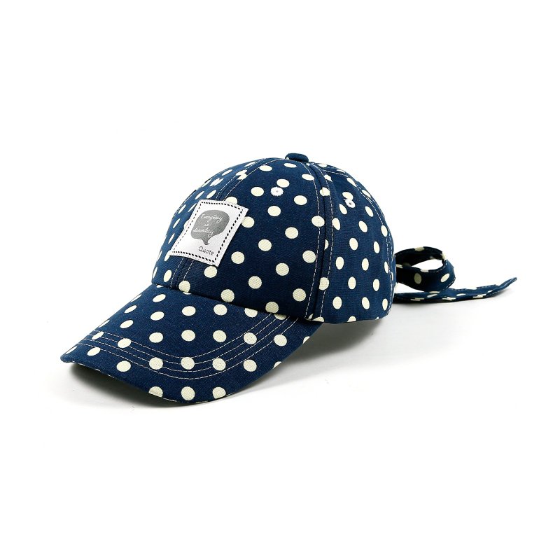 【Quote hat】水玉点点 花布 蝴蝶帽 后绑式 圆点点 棒球帽 透气纯棉 遮阳帽 - 帽子 - 其他材质 蓝色