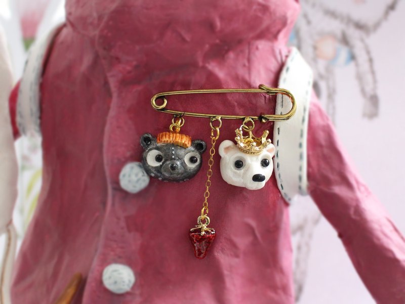 白熊王和黑熊别针、胸针 - 胸针 - 其他材质 