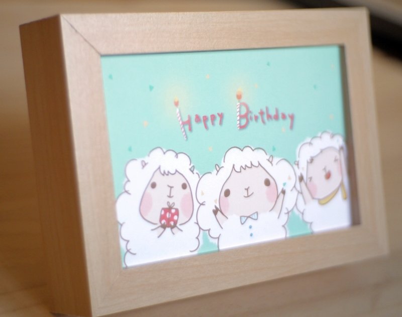 明信片-三只小羊生日卡 - 卡片/明信片 - 纸 蓝色