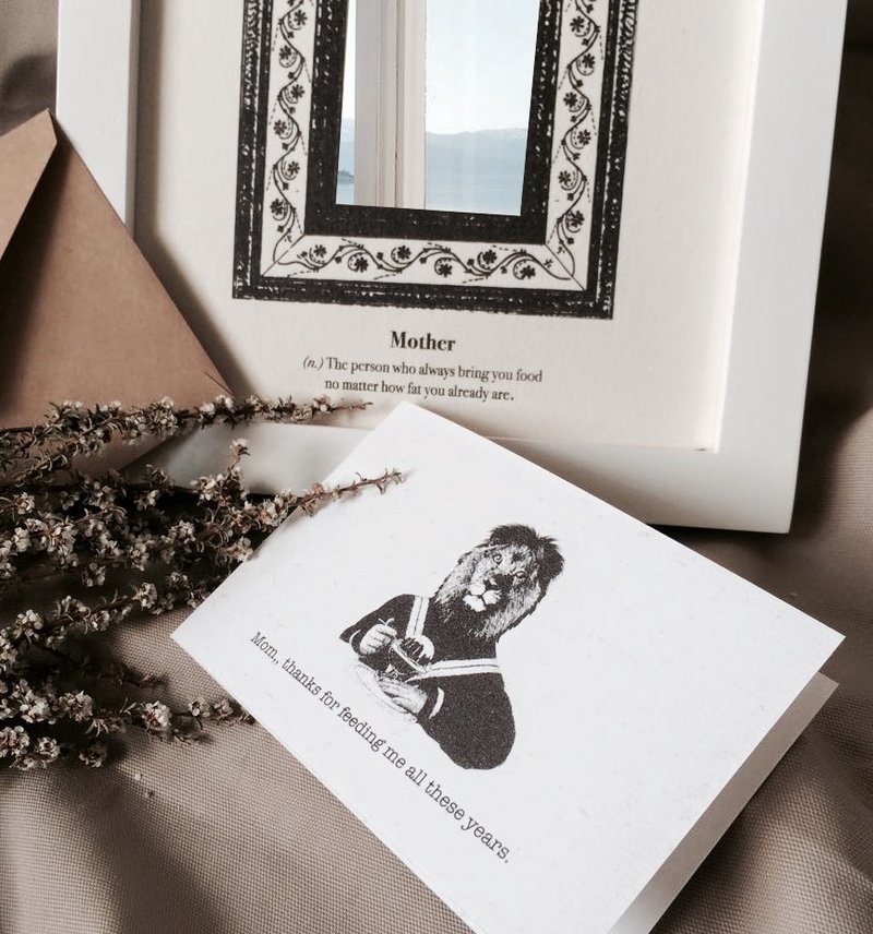 母亲节－感谢喂食 - 卡片/明信片 - 纸 黑色