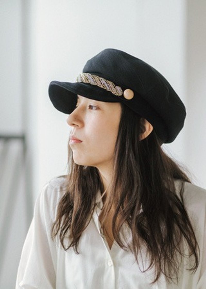 地球树fair trade-“2015 手编帽子系列”- 手工珠珠刺绣 内纱丽布 棒球帽(黑色) - 帽子 - 棉．麻 