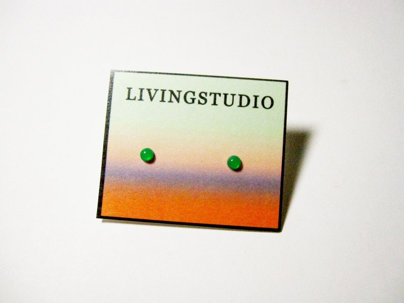 小冰滴 祖母绿(2款) _ 小耳环 可改夹 - 耳环/耳夹 - 塑料 绿色