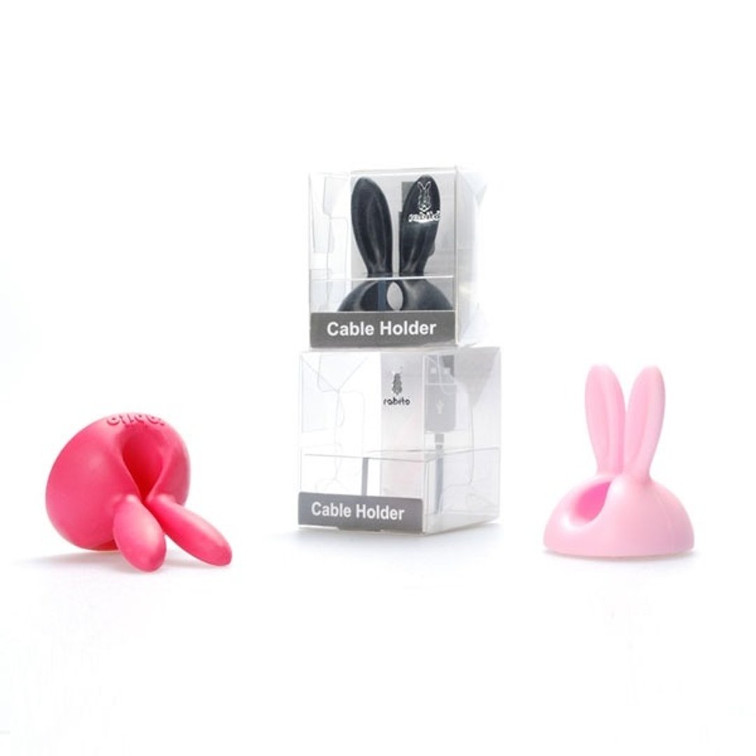 【牛一水佘】韩国rabito 兔耳朵集线器/耳机卷线器 (一入)－Baby pink - 卷线器/电线收纳 - 硅胶 