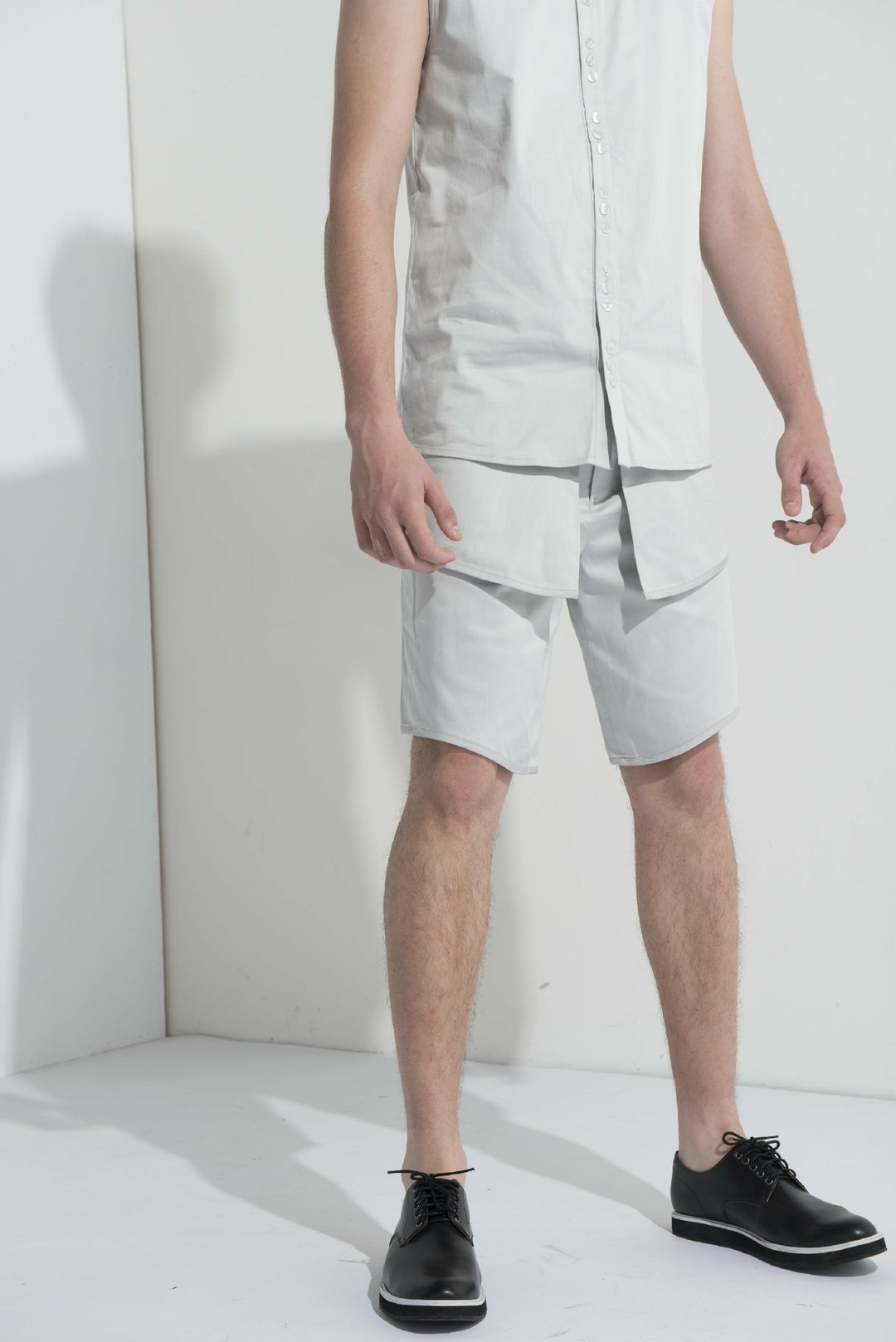 Sevenfold * Special Flap Shorts (No Pockets) ( Light Gray) 特殊活片短裤 (无口袋)(浅灰) - 男士短裤 - 棉 