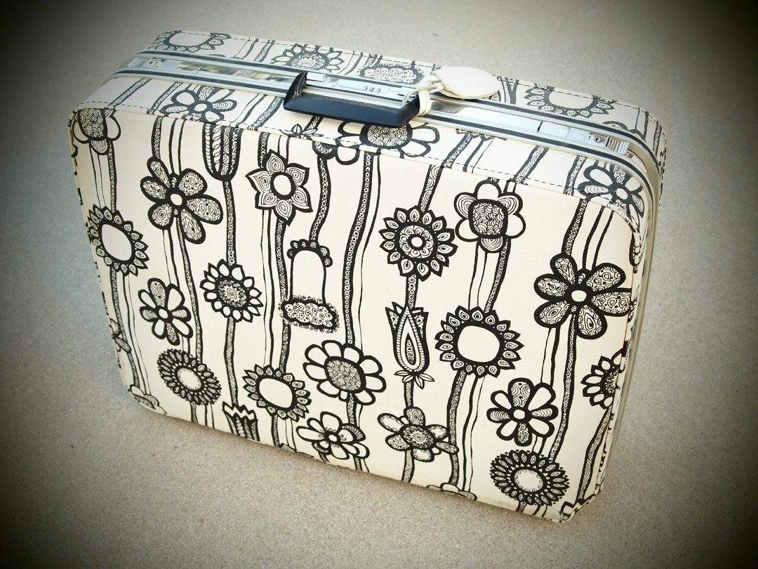 1960's  Samsonite, Marimekko 太阳花古董行李箱 - 行李箱/行李箱保护套 - 其他材质 黑色