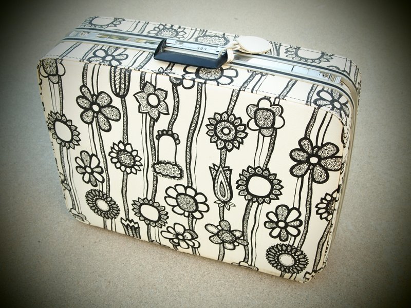 1960's  Samsonite, Marimekko 太阳花古董行李箱 - 行李箱/行李箱保护套 - 其他材质 黑色