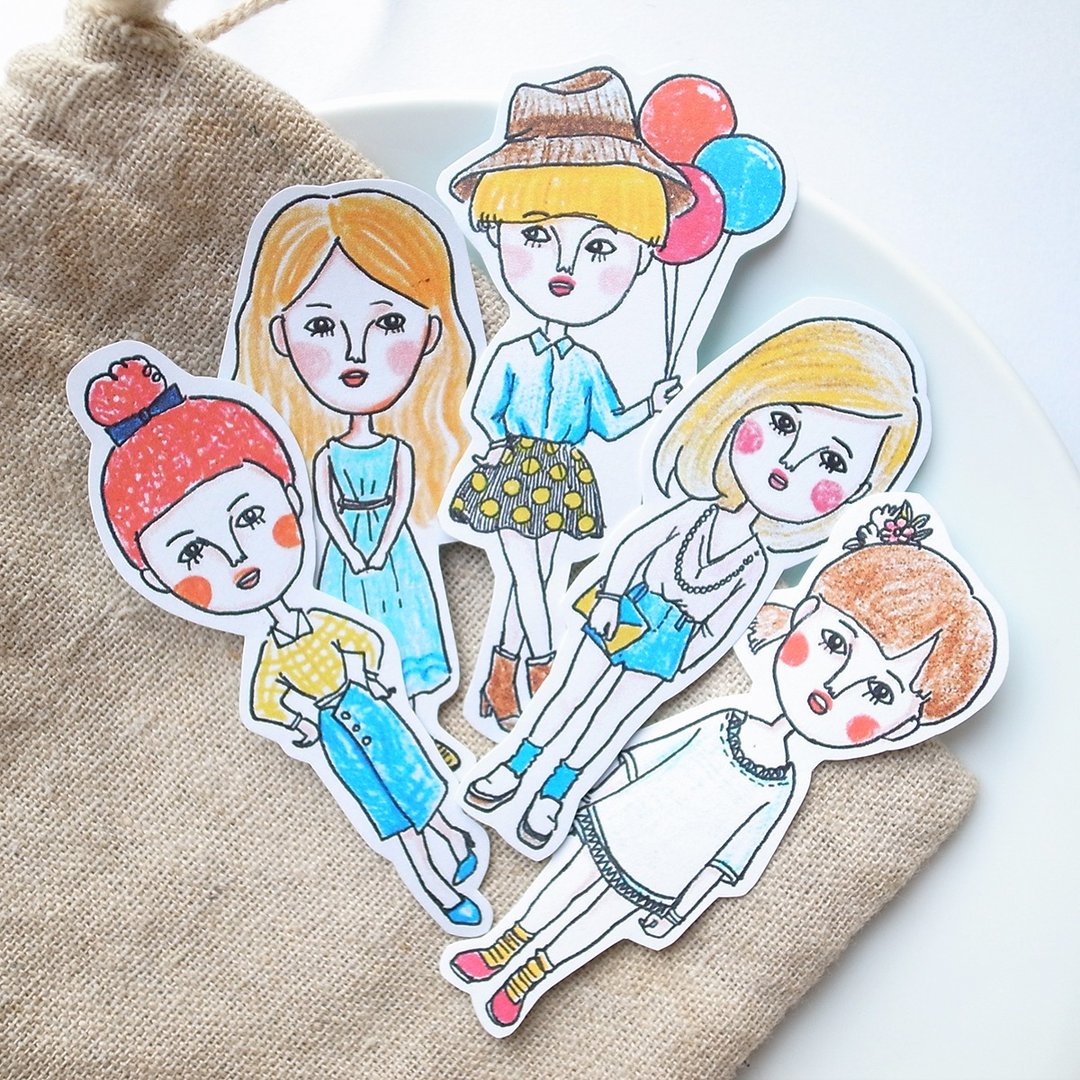 Bon Bon Stickers 微甜女孩 贴纸组 - 贴纸 - 纸 多色