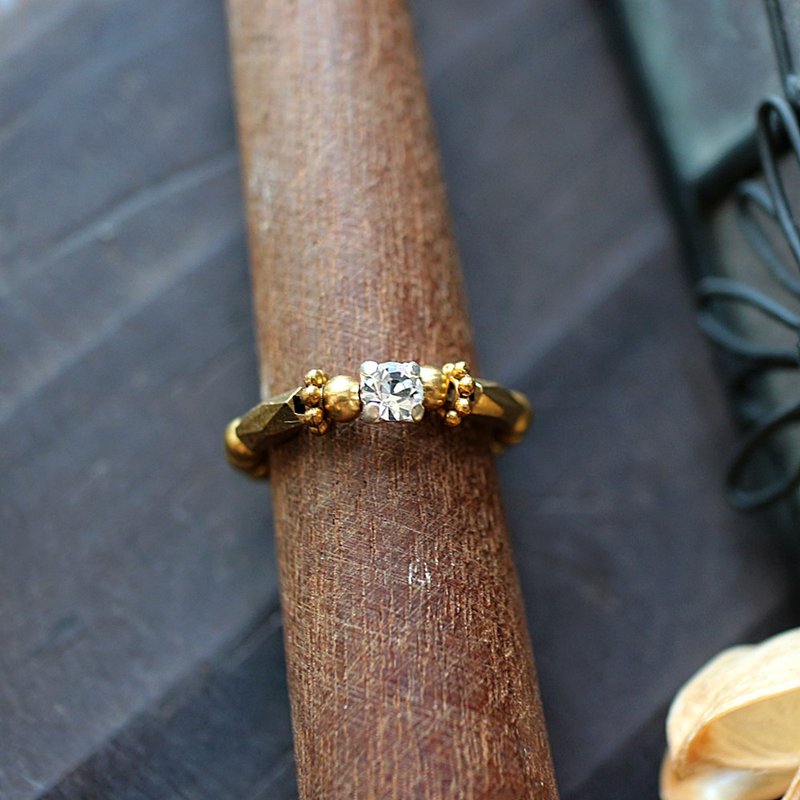 EF流金岁月NO.194白色水钻典雅黄铜弹性戒指 尾戒 脚戒 - 戒指 - 其他材质 白色