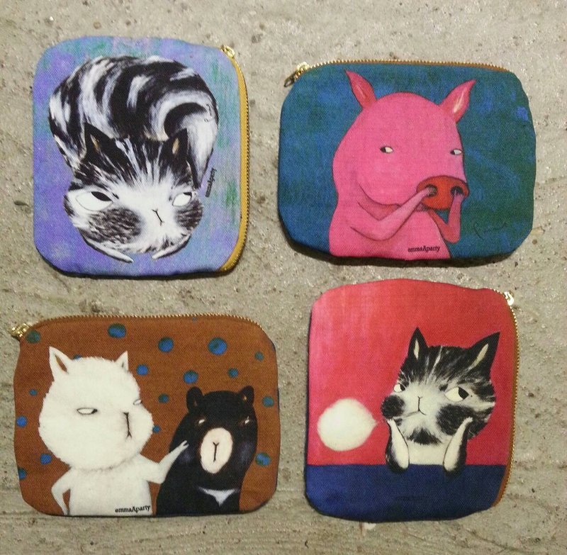 emmaAparty插画小包：：我来帮你装 - 化妆包/杂物包 - 棉．麻 
