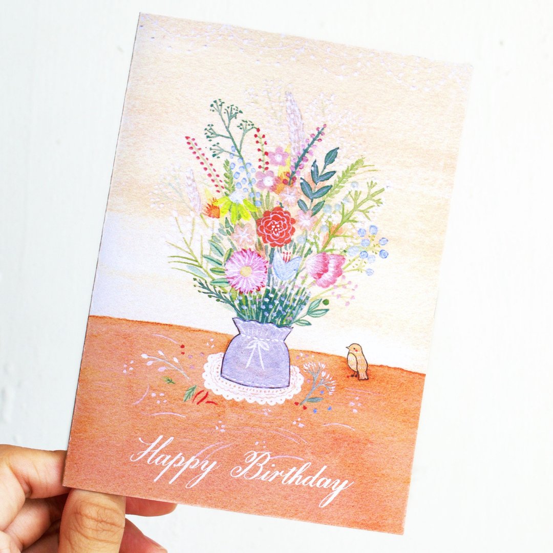 【生日卡】花和鸟 Flower & Bird - birthday card - 卡片/明信片 - 纸 