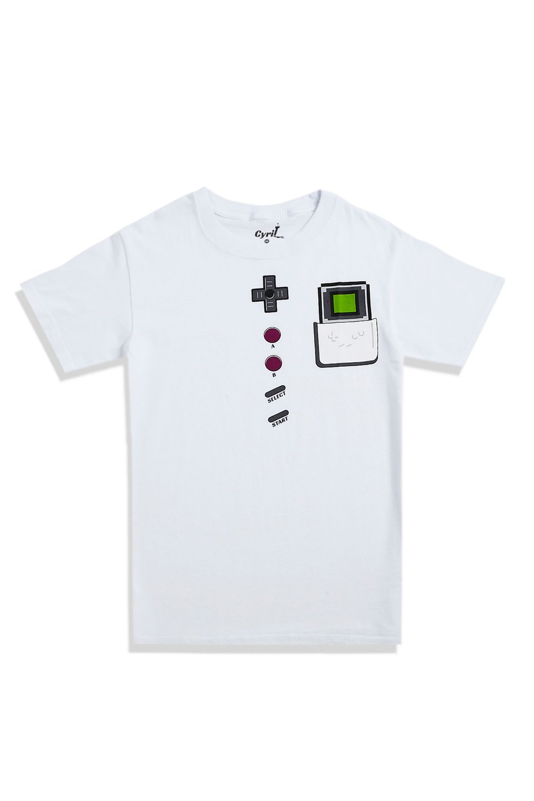 【Mapus】GameBoy 概念T-shirt - 中性连帽卫衣/T 恤 - 棉 白色