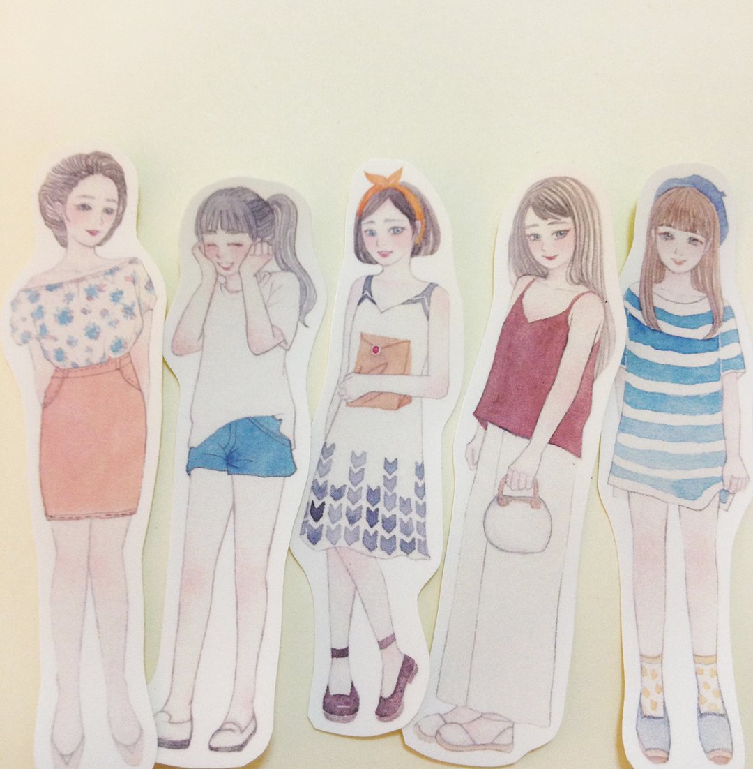 贴贴小日子-夏日女孩贴纸 - 贴纸 - 纸 橘色