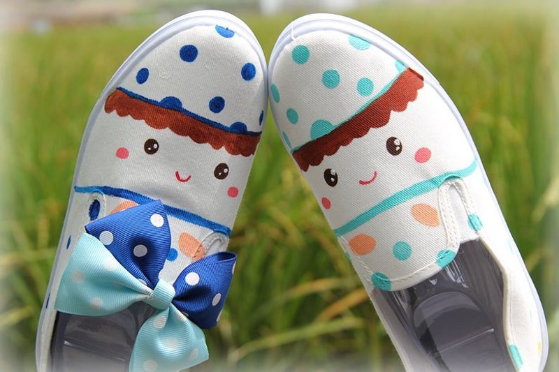 childlike 手绘童鞋系列之蓝点点小朋友 - 童装鞋 - 压克力 多色