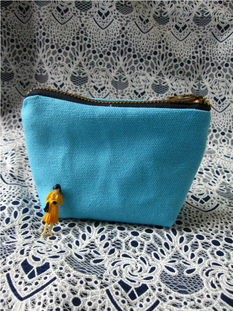 小蓝零钱包 - 零钱包 - 棉．麻 蓝色