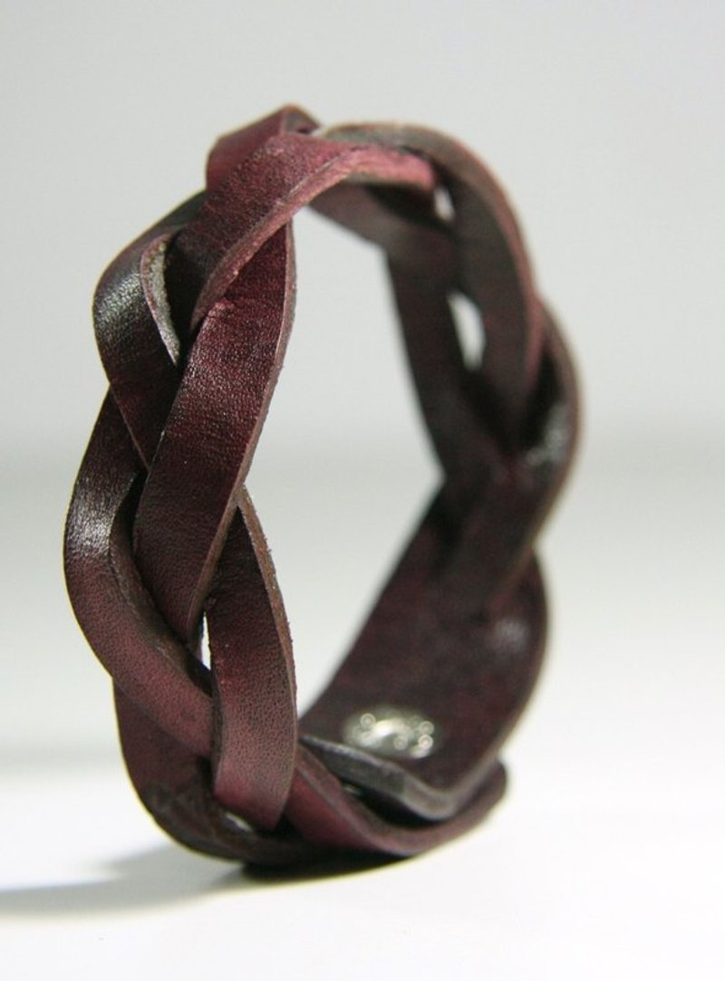 魔法编织手环_枣红色 - 手链/手环 - 真皮 