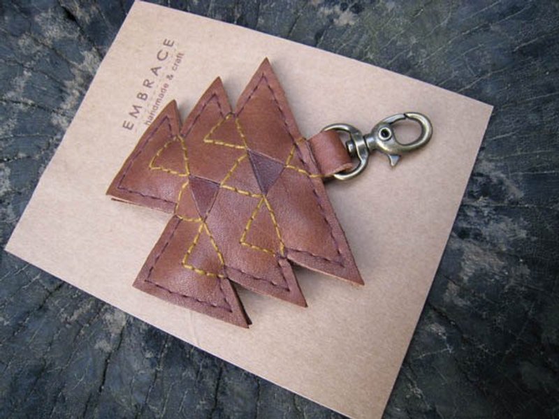 圣诞节限量订制“圣诞树”设计款皮革吊饰 - 吊饰 - 真皮 咖啡色