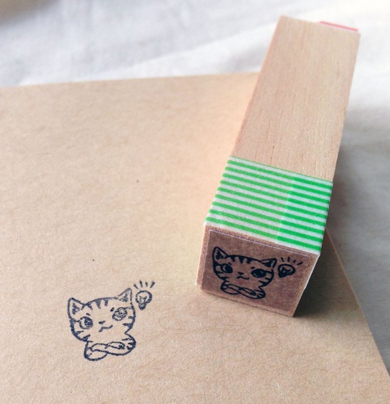 印章-想到了猫手帐章 - 印章/印台 - 木头 卡其色