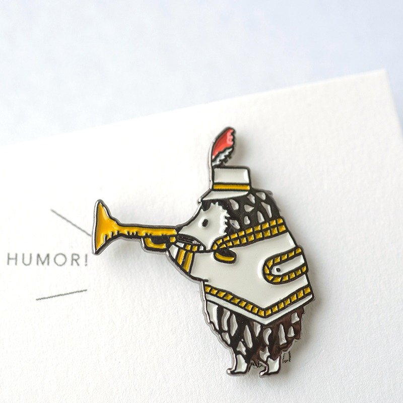 刺猬 胸章 胸针 别针 【JH6】白 / 黑 - 胸针 - 其他金属 白色