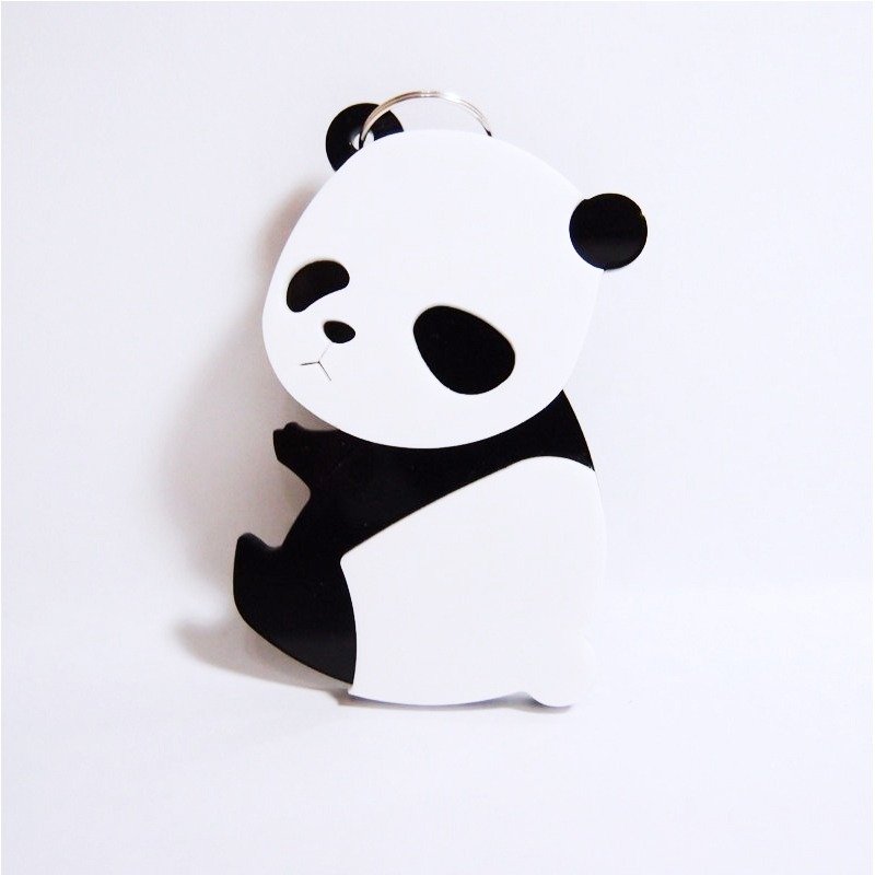 我爱动物园 - 小熊猫 坐 压克力钥匙圈 - 双面 - 钥匙链/钥匙包 - 压克力 黑色