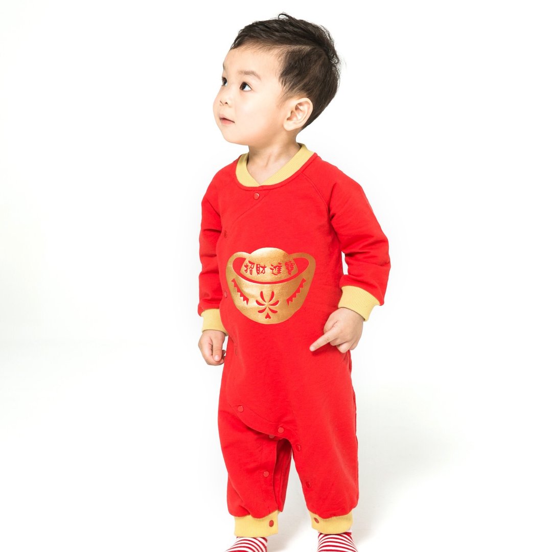 开运中国风连身兔装 招财进宝 - 包屁衣/连体衣 - 棉 红色