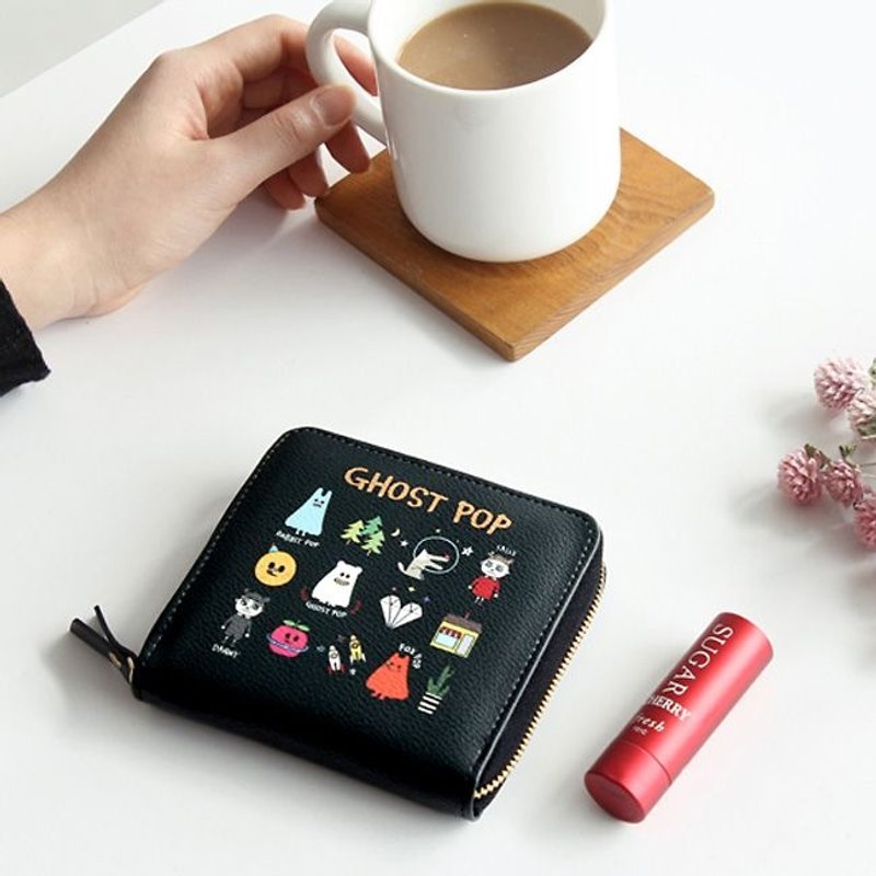 Dessin x GMZ-顽皮鬼欢乐拉链短夹S-顽皮黑,GMZ02193 - 皮夹/钱包 - 真皮 黑色