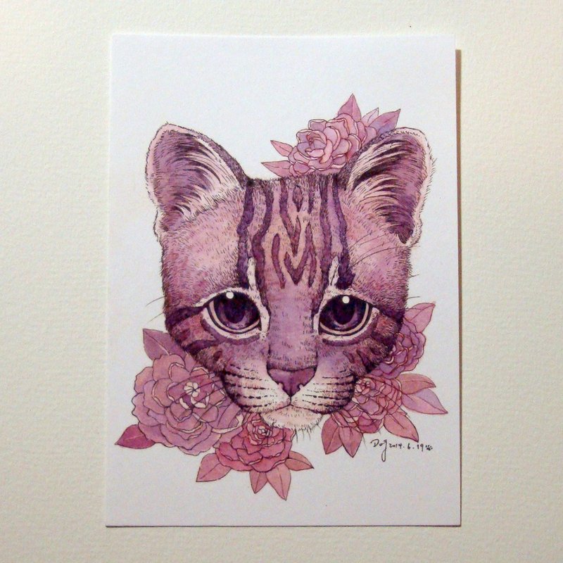 Be Friendly Be Friend-保护石虎插画酷卡/卡片-(单张)山茶花 - 卡片/明信片 - 纸 