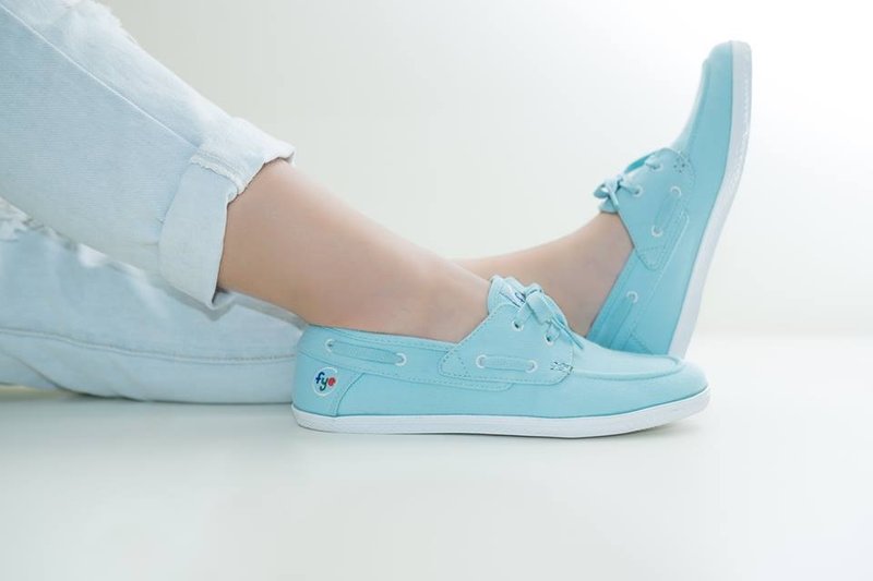 FYE法国环保鞋  帆船鞋 淡蓝色 台湾宝特瓶纤维(再回收概念,耐穿,不会分解)  女生款 休闲鞋---简约·休闲。 - 女款休闲鞋 - 其他材质 蓝色