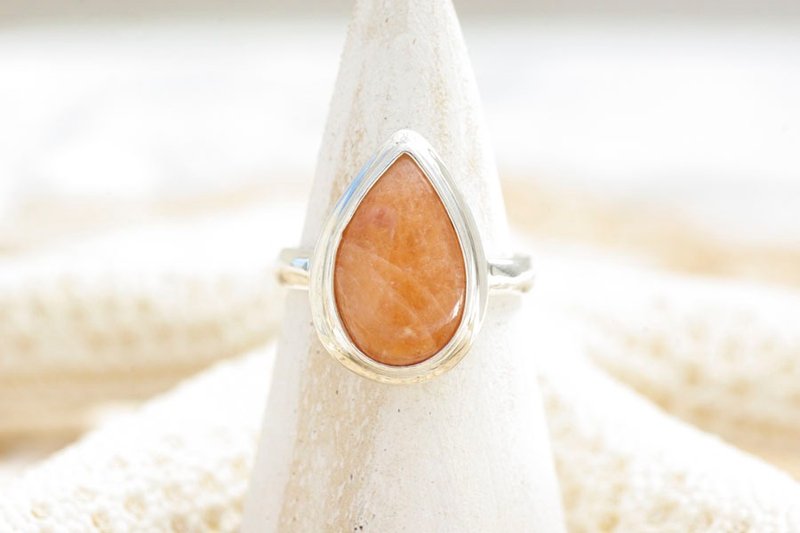 Orange rare stone! Silver Ring of lithium office Light - 戒指 - 宝石 橘色