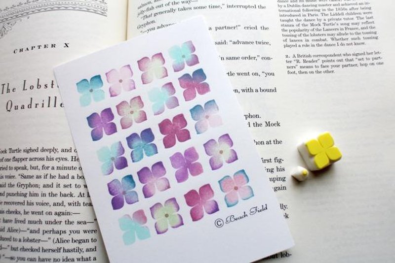 紫阳花 多色印章 橡皮擦印章（附明信片） - 印章/印台 - 木头 白色