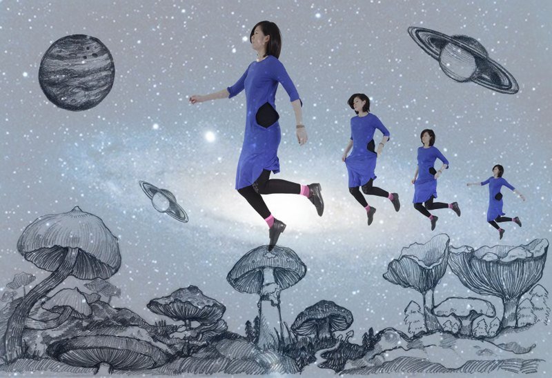 THE CIRCLE/圆-宝蓝长T造型 - 女装 T 恤 - 棉．麻 蓝色