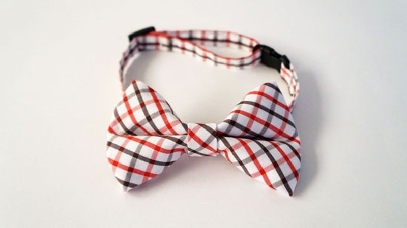 【Miya ko.杂货布手作】猫猫狗狗 领结/啾啾/蝴蝶结/帅气格子/宠物项圈 - 项圈/牵绳 - 其他材质 多色