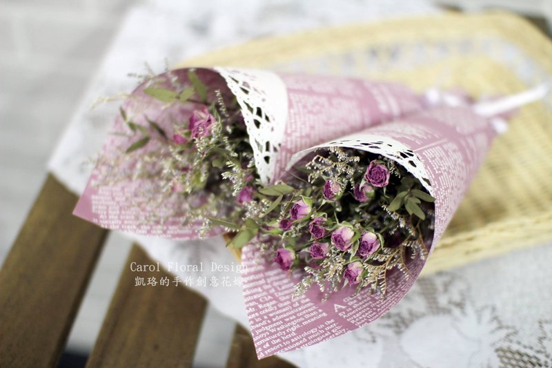 【迷你玫瑰干燥花束】-永生花/干燥花/珠宝捧花/婚礼捧花花束/花礼 - 植栽 - 植物．花 红色