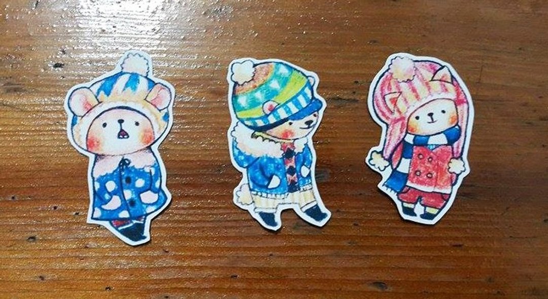 冬季贴纸3入组 - 贴纸 - 纸 
