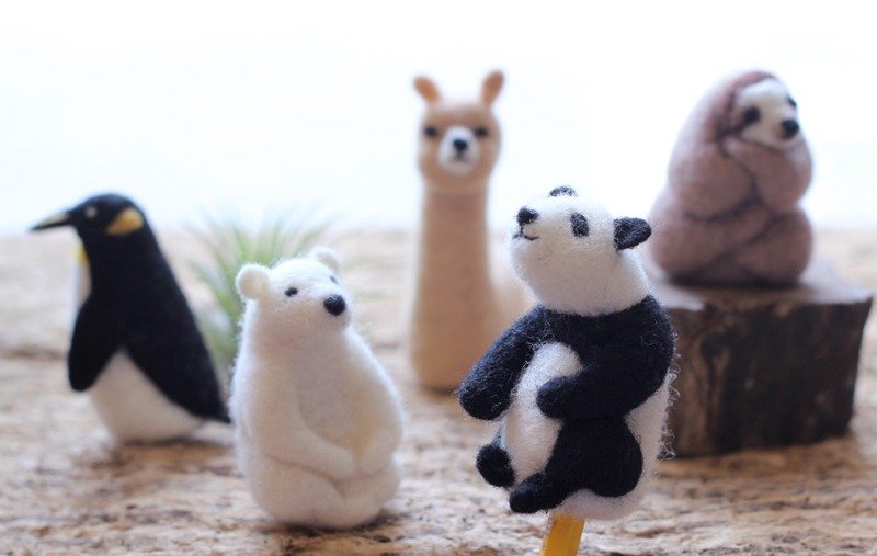 羊毛毡 ♣ 动物笔插 - 笔筒/笔座 - 羊毛 白色