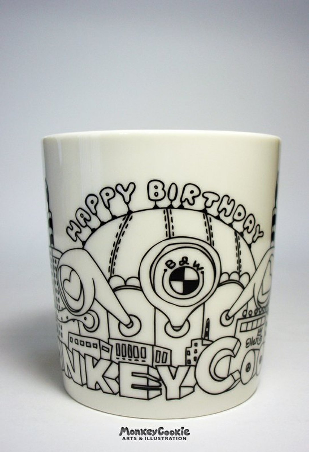 【情人节小礼】莺歌全瓷 马克杯“Happy birthday。生日快乐” *附简易包装方便送礼 - 咖啡杯/马克杯 - 其他材质 白色