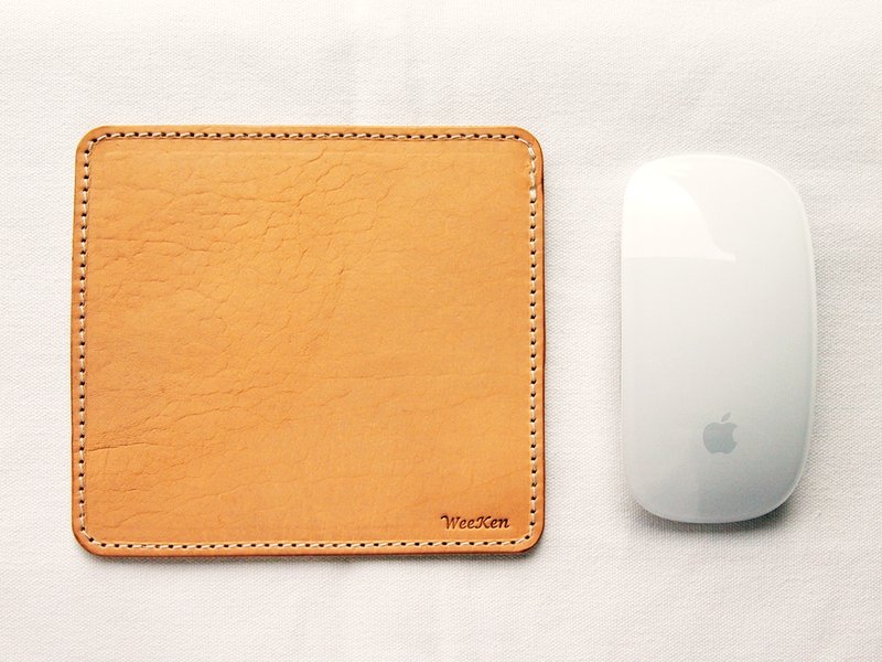[ WeeKen 维肯生活 ] Simple Original 手工真皮滑鼠垫  (可客制刻印英文名) - 其他 - 真皮 橘色