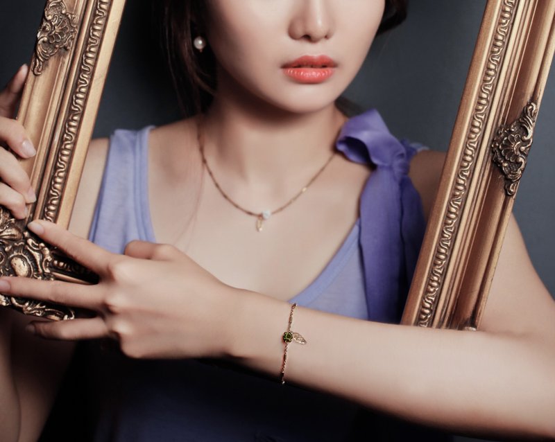 圆氐  轻旅行 榄仁树短手链   G绿 - 手链/手环 - 铜/黄铜 金色