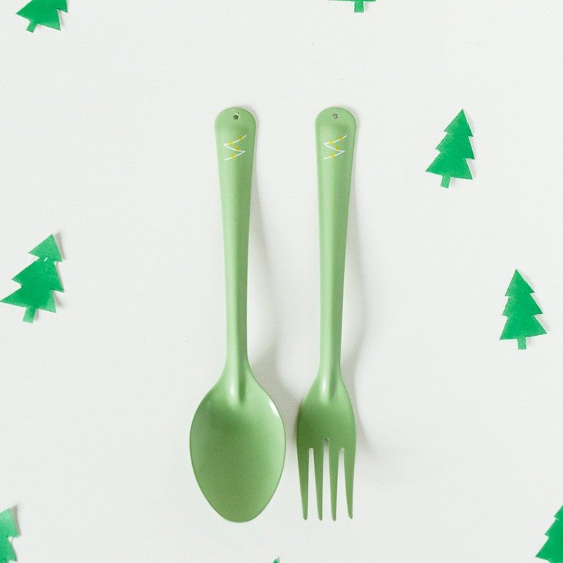 ::圣诞快乐::圣诞树叉匙组 - 餐刀/叉/匙组合 - 珐琅 绿色