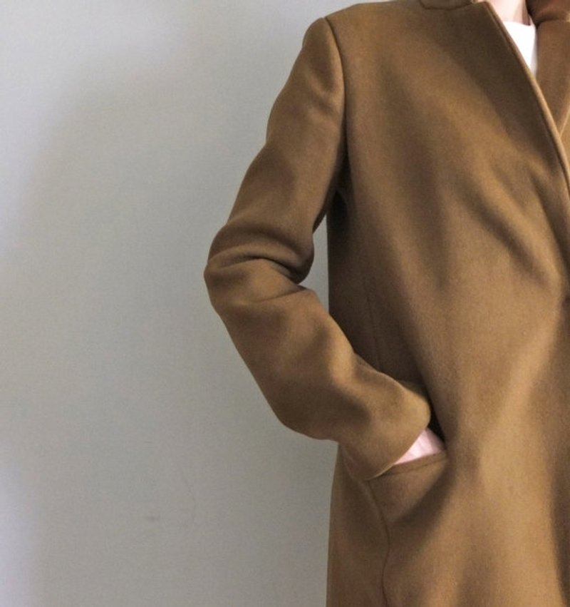 【 量身订制 】Cooper Coat 100%羊毛芥末绿极简短大衣 - 女装休闲/机能外套 - 羊毛 