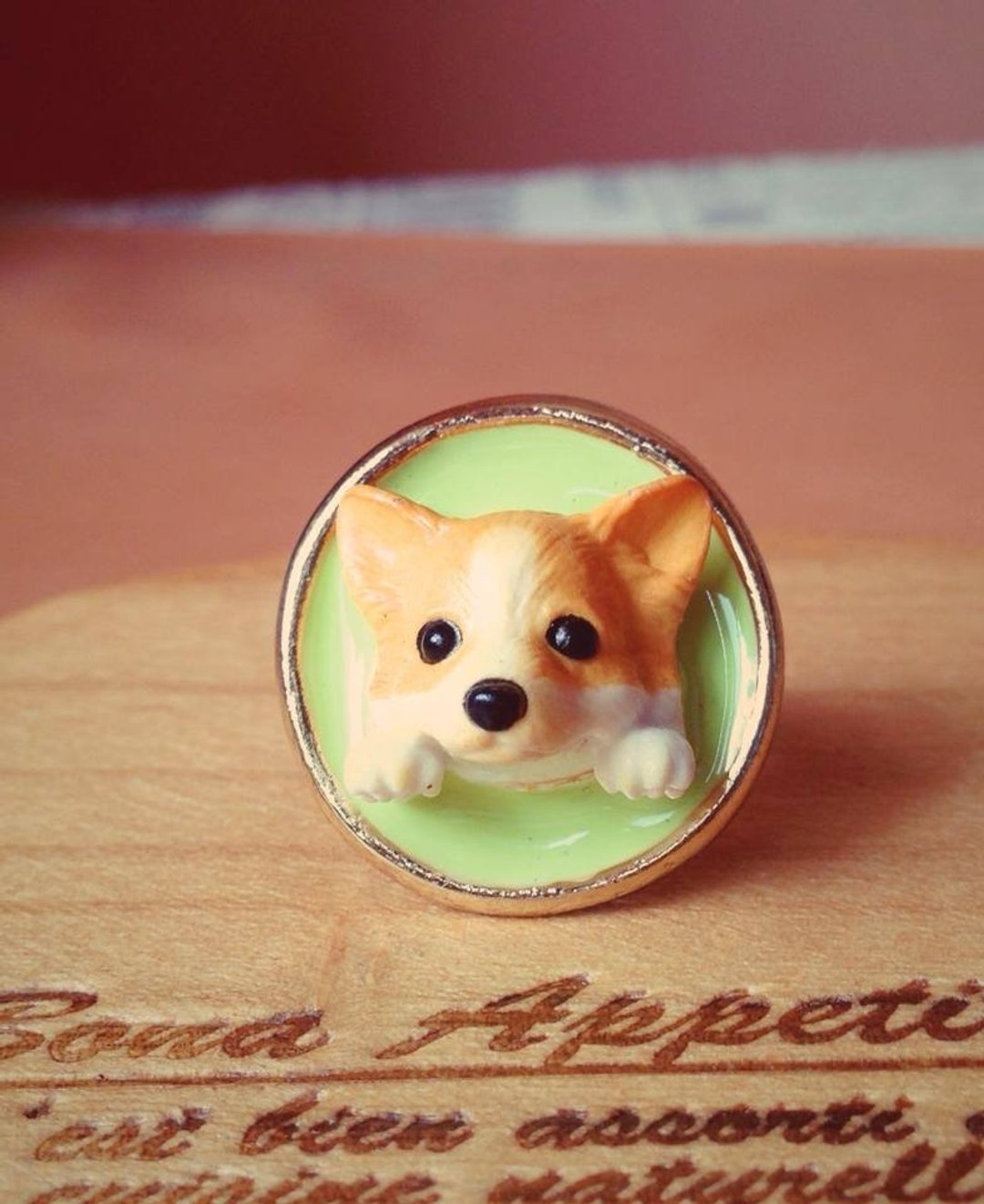 “Doggy Finger”柯基 - 戒指 - 其他金属 绿色