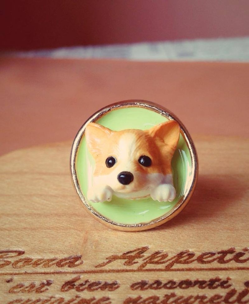 “Doggy Finger”柯基 - 戒指 - 其他金属 绿色