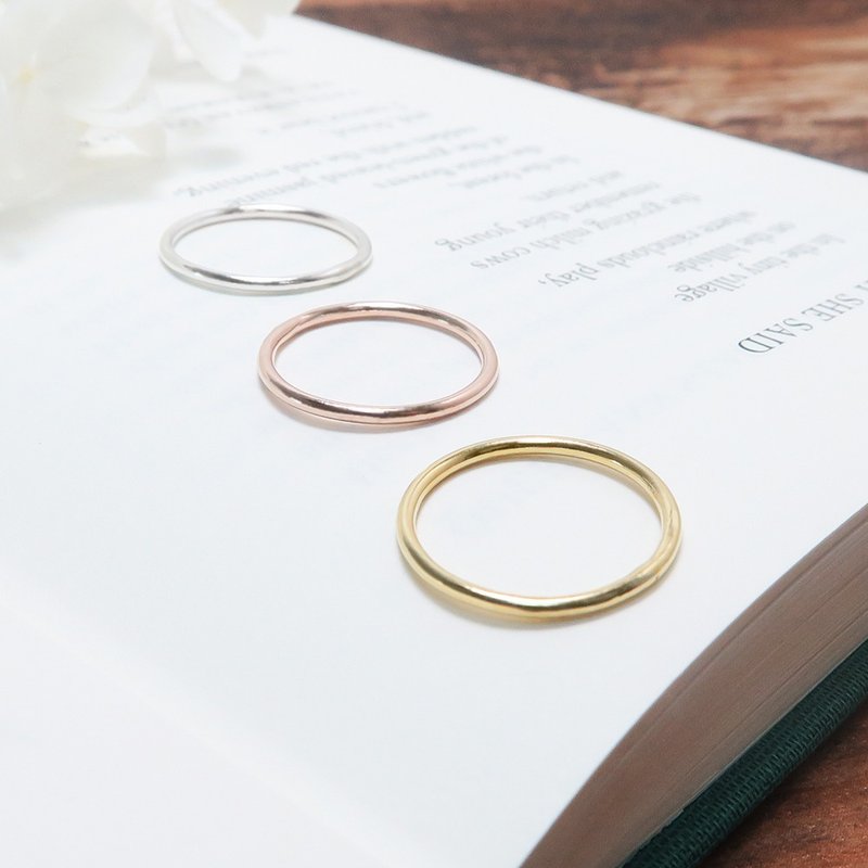 纯银圆线戒指 手工纯银线戒 尾戒 细戒指 - 戒指 - 银 银色