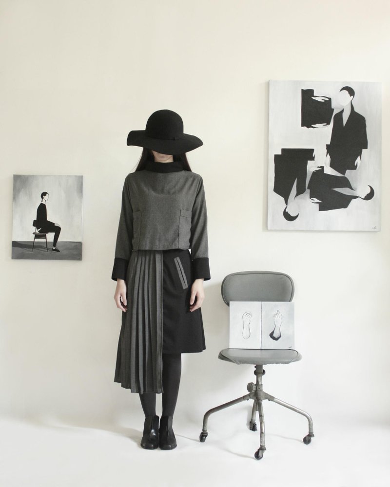 单百摺裙 - 裙子 - 其他材质 灰色