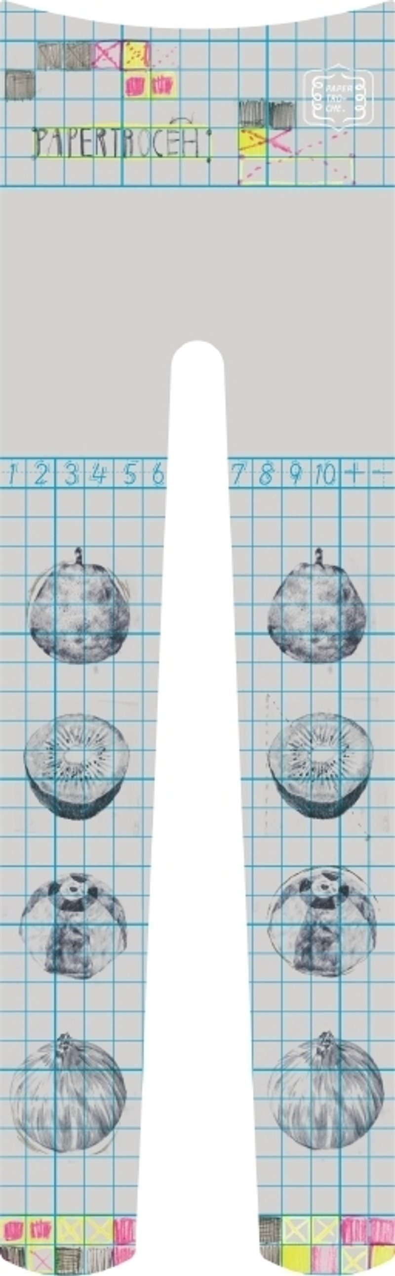 水果造型方格纸可爱裤袜 - 袜子 - 其他材质 灰色