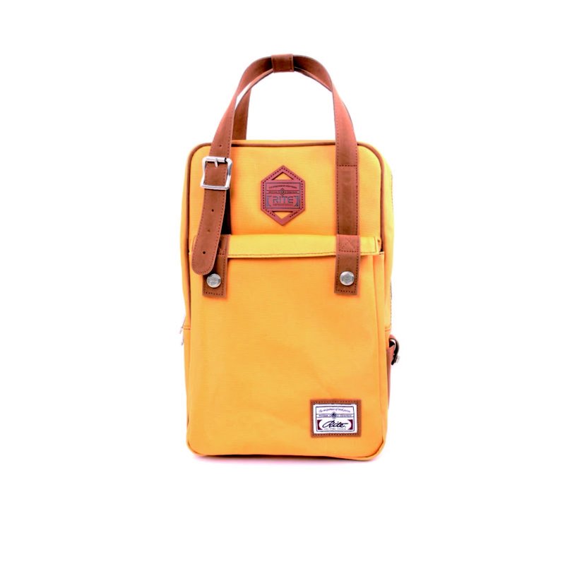 方形手提包｜鹅黄帆布｜ - 后背包/双肩包 - 防水材质 黄色