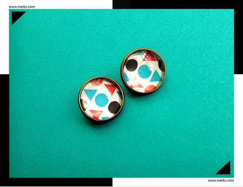 【Funky】几何图形个性耳针 - 耳环/耳夹 - 其他金属 蓝色