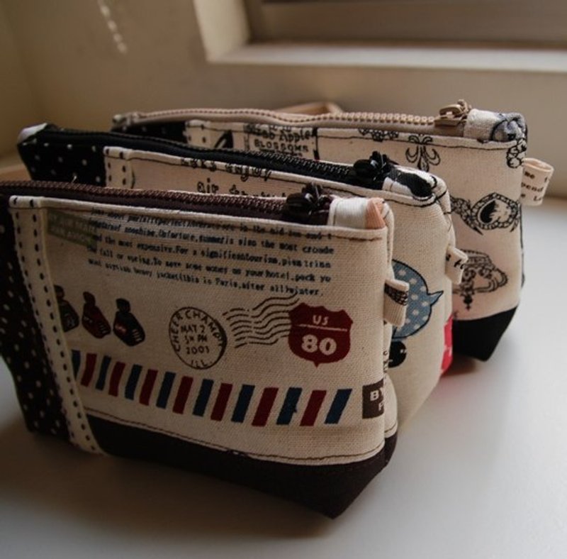 拼布化妆包, 拼接 收纳 笔袋 - 化妆包/杂物包 - 棉．麻 黑色