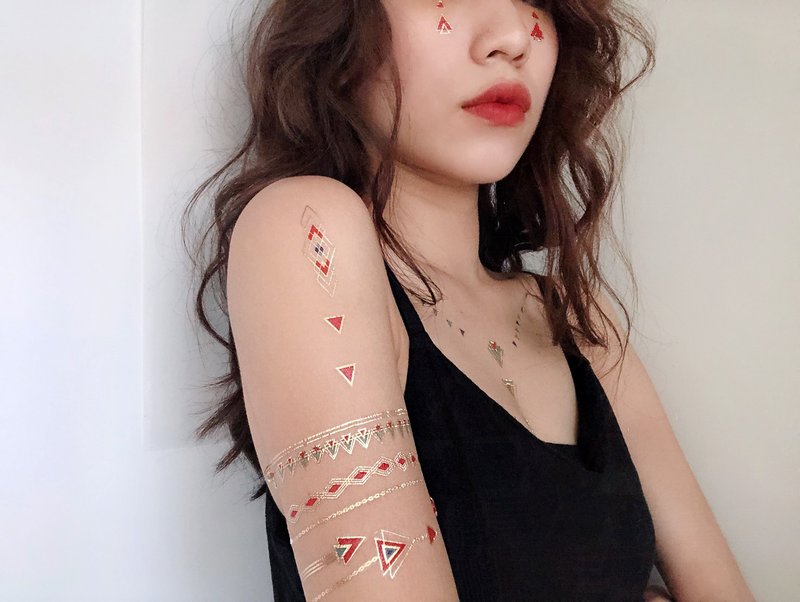 华丽假期 -2入纹身贴纸 原创手绘设计 - 纹身贴 - 纸 红色