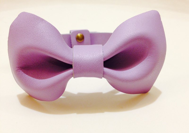 zemoneni 全手作 限量 粉紫色 牛皮皮革 领结 pure collection 特别版 粉紫色 - 领带/领带夹 - 真皮 紫色